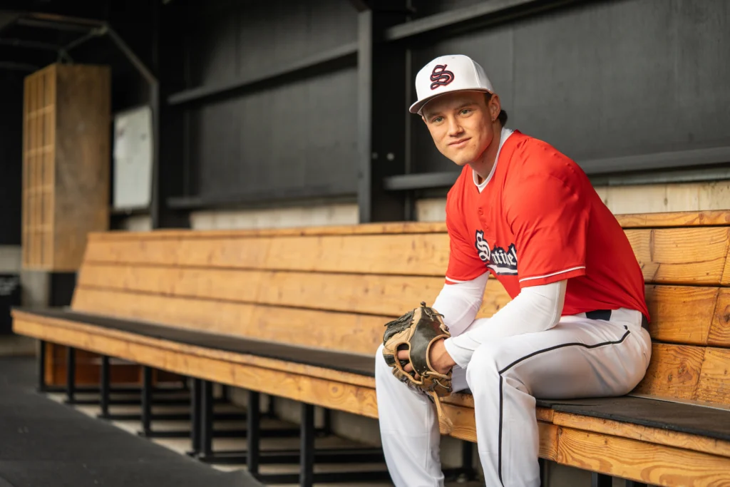 Baseball Player Wearing Richardson Uniform & Jersey