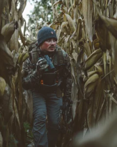 Man Hunting In Corn Fields Wearing Custom Richardson Beanie