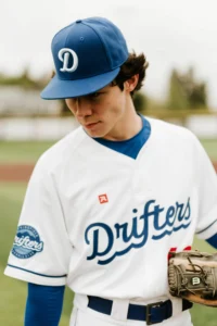 Baseball Player Wearing Custom Richardson Hat With 3d Embroidery Decoration