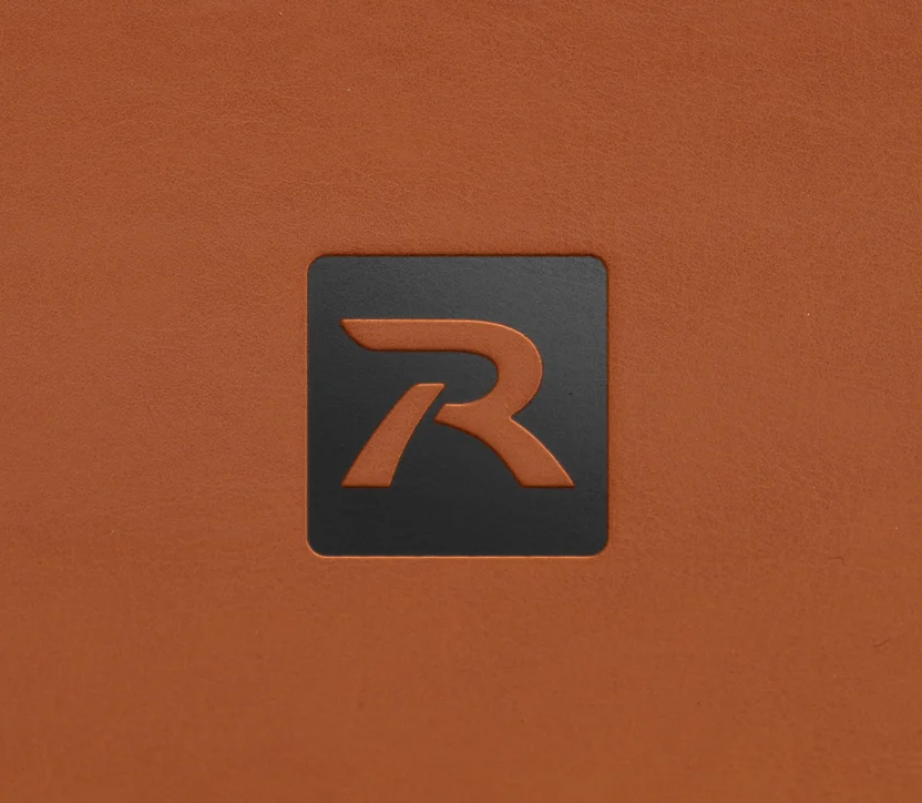 Tan debossed leather applique for Richardson custom hats