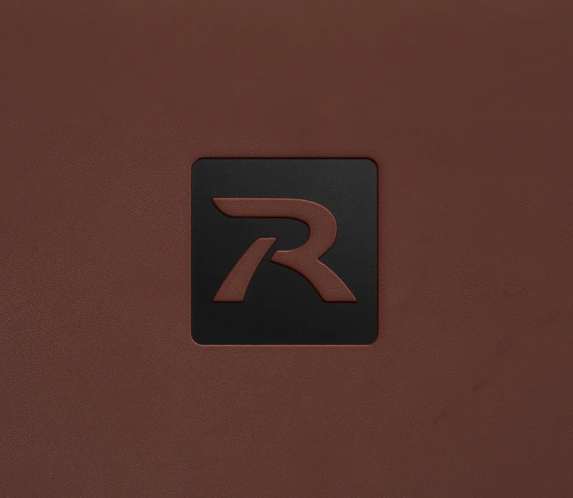 Brown debossed leather applique for Richardson custom hats